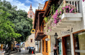 Cartegena All the streets of Cartagena are lined with flower covered balconies.