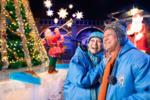 Couple enjoying the ice sculptures