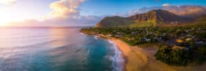 Sun rising over Oahu, Hawaii