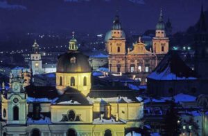 Salzburg at night. Photo by Toshi Chatelin