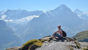 Solo traveler in the Alps